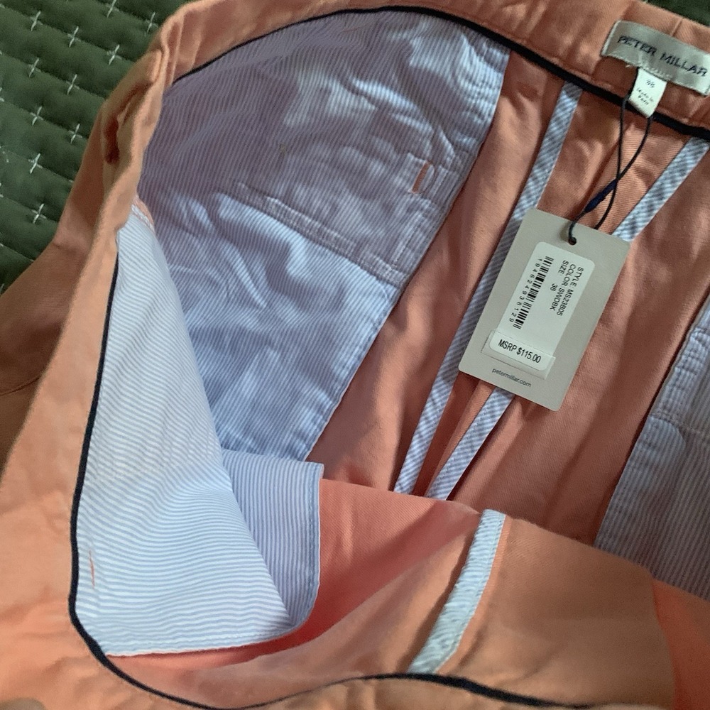 PETER MILLAR Pilot‎ Twill Shorts Chino peachy pink Mens Size 38 NWT - Picture 13 of 14